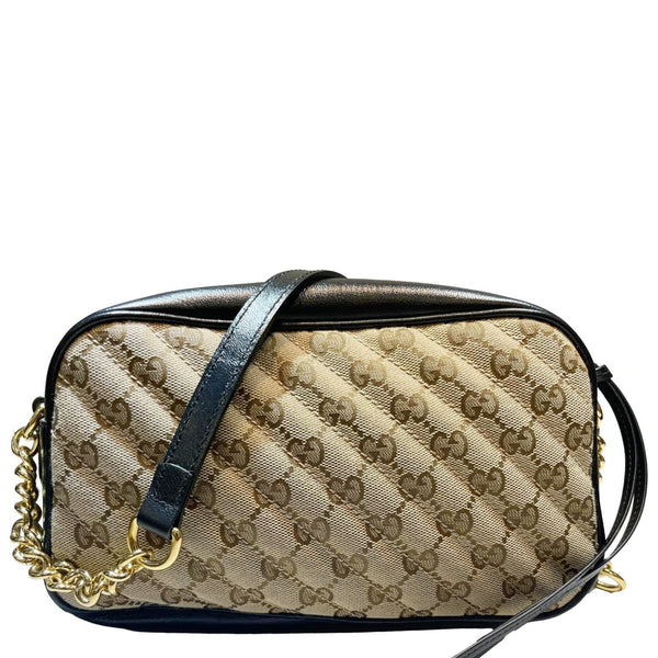 GUCCI Marmont Small Monogram Canvas Crossbody Camera Bag Beige 447632