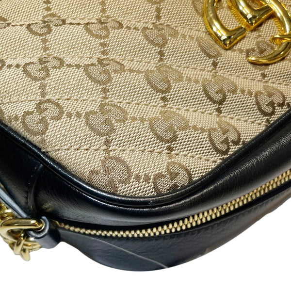 GUCCI Marmont Small Monogram Canvas Crossbody Camera Bag Beige 447632