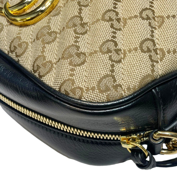 GUCCI Marmont Small Monogram Canvas Crossbody Camera Bag Beige 447632