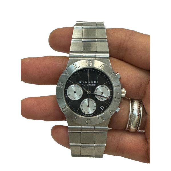 BVLGARI Swiss Auto Chronograph SS Date Watch 36mm Silver