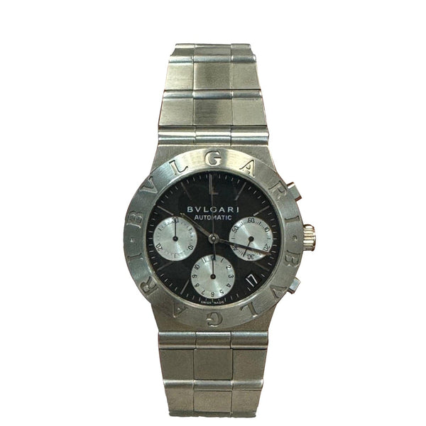 BVLGARI Swiss Auto Chronograph SS Date Watch 36mm Silver