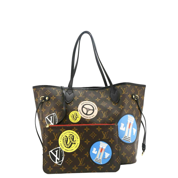 LOUIS VUITTON World Tour Neverfull MM Monogram Canvas Tote Shoulder Bag Brown front look