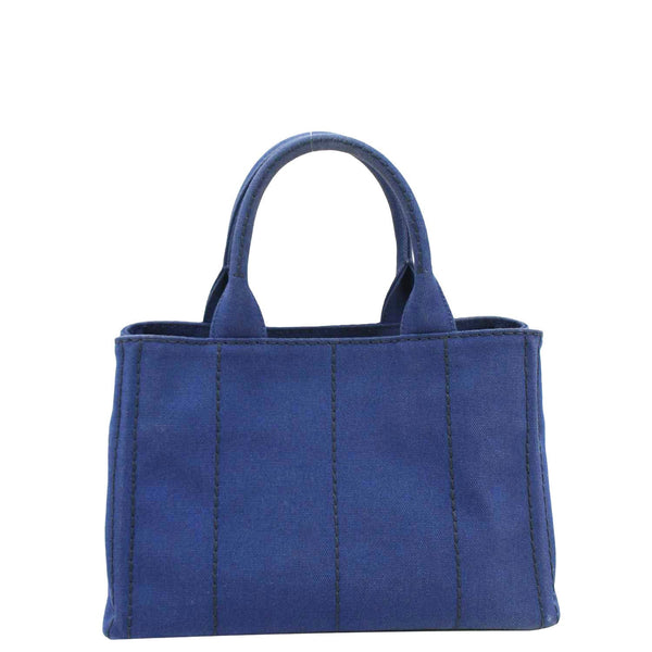 PRADA Canapa Denim Tote Bag Dark Blue back llook