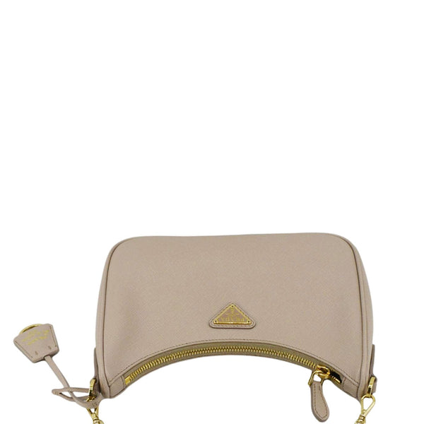 PRADA Re-Edition 2005 Saffiano Leather Shoulder Bag Cameo Beige upper look