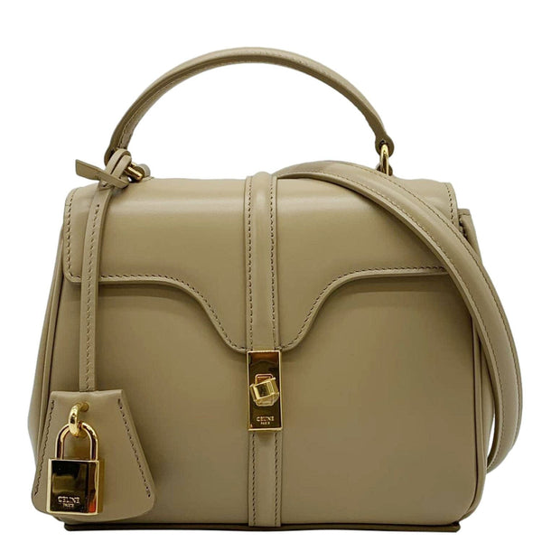 CELINE Sac 16 Small Shoulder Bag Beige front look