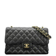 CHANEL  Classic Double Flap Jumbo Quilted Caviar Leather Shoulder Bag Black