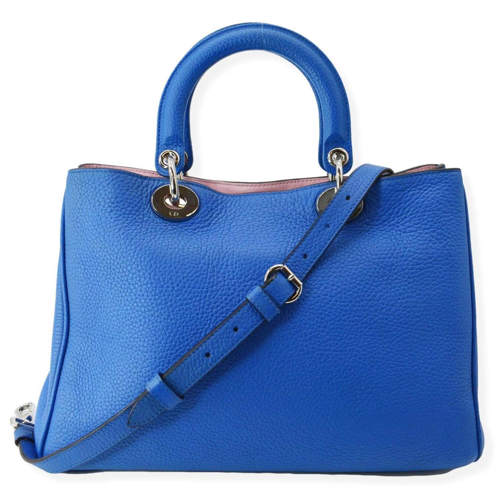 CHRISTIAN DIOR Diorissimo Leather Medium Tote Bag Blue