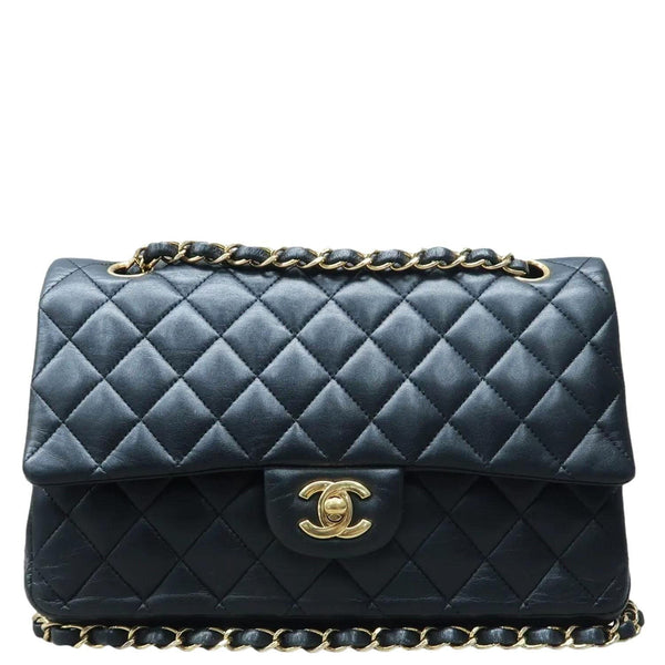 CHANEL Classic Medium Double Flap Shoulder Bag Black front look