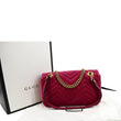 Gg marmont flap velvet crossbody bag Gucci Red in Velvet - 33747885