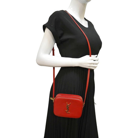 YVES SAINT LAURENT Leather Crossbody Camera Bag Red