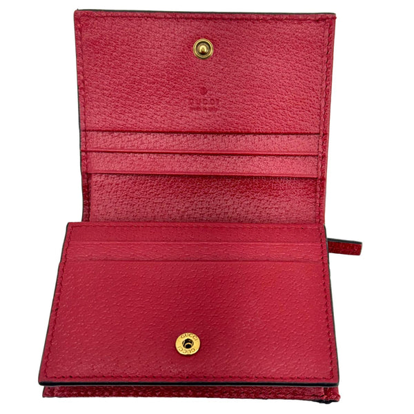 GUCCI Queen Margaret Bee GG Supreme Canvas Card Case Wallet Red 476072