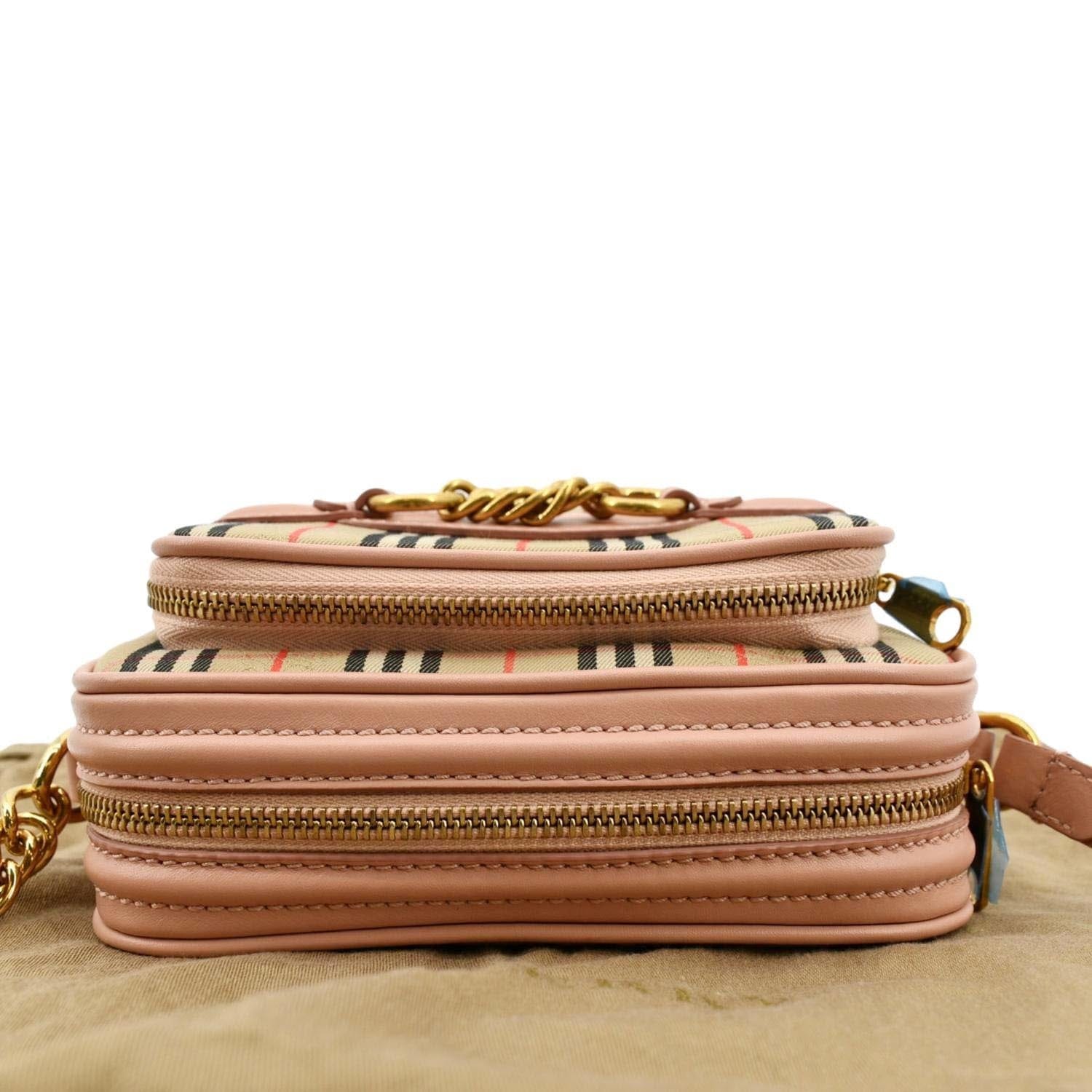 Burberry Chain Link Camera Bag Pink/Peach Crossbody Gold Vintage