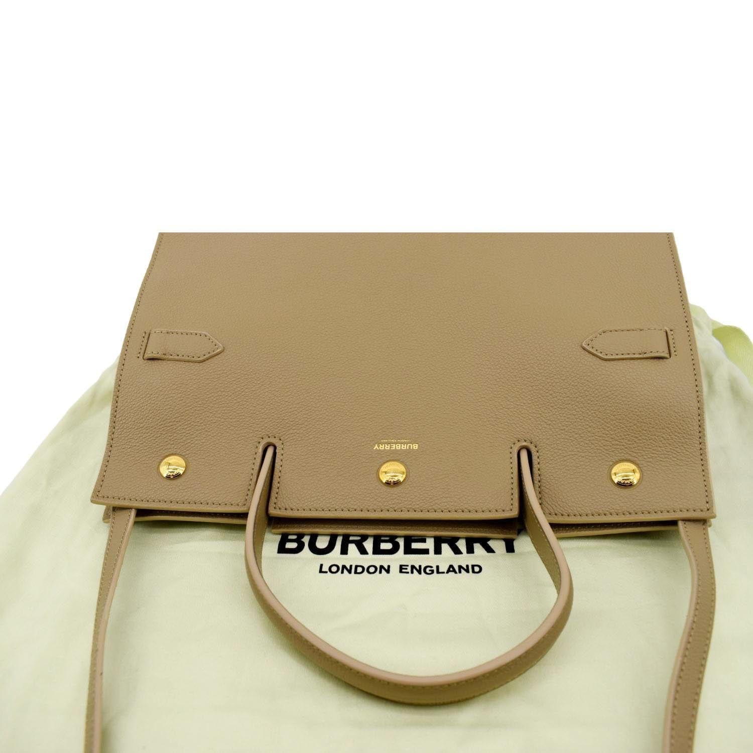 BURBERRY Soft Calfskin Small Pocket Tote Bag Tan 1155292