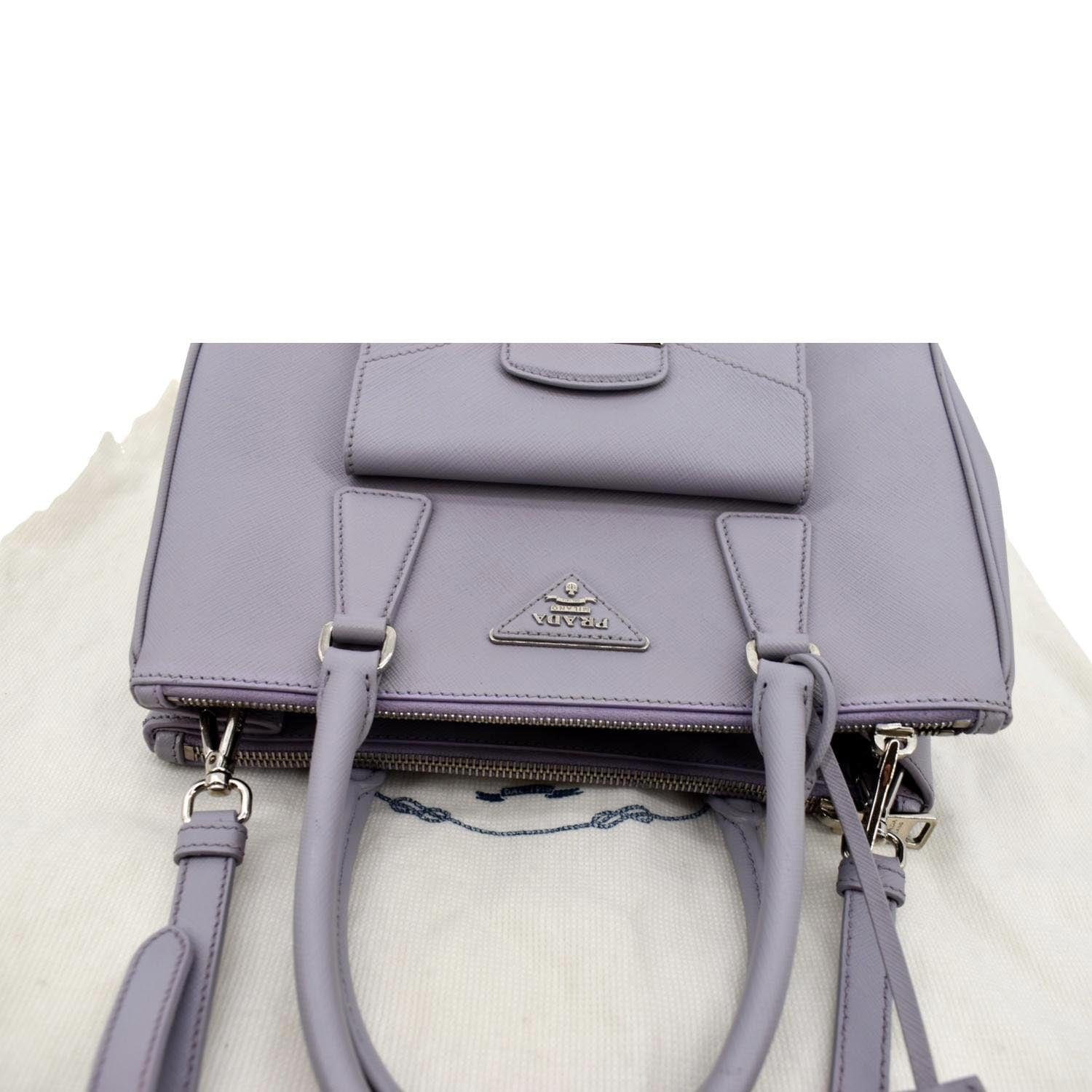 Prada Purple/Black Saffiano Lux Leather Medium Double Zip Tote