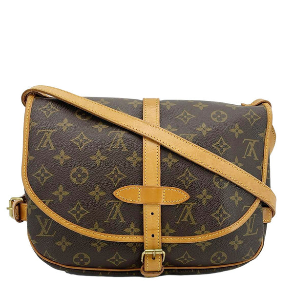 LOUIS VUITTON Saumur 30 Monogram Canvas Crossbody Bag Brown