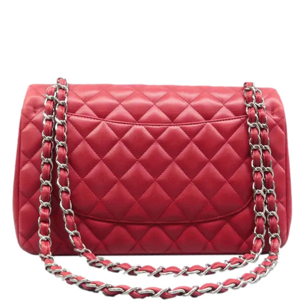 CHANEL Jumbo Classic Double Flap Shoulder Bag Red back look