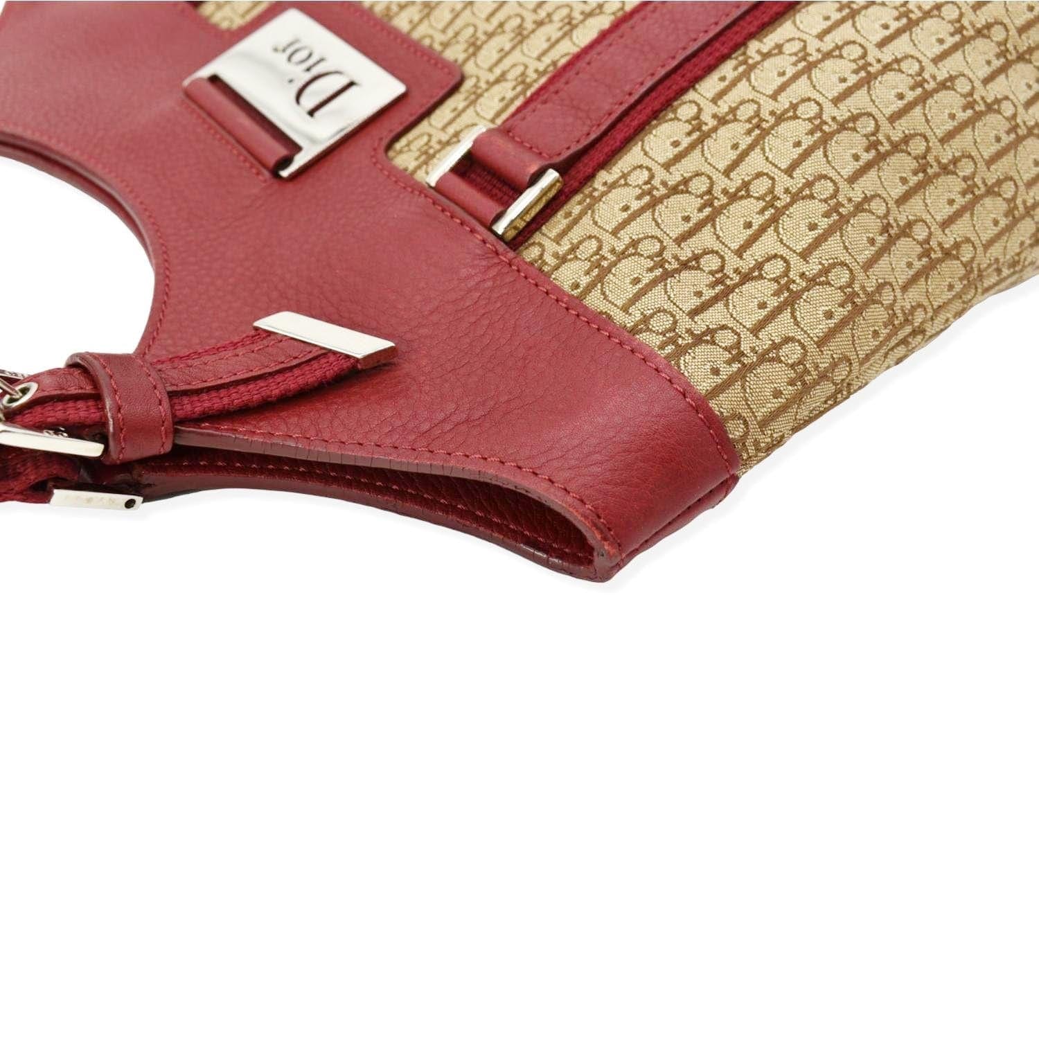 Christian Dior Vintage Clutch Red Trotter Canvas Added Strap 