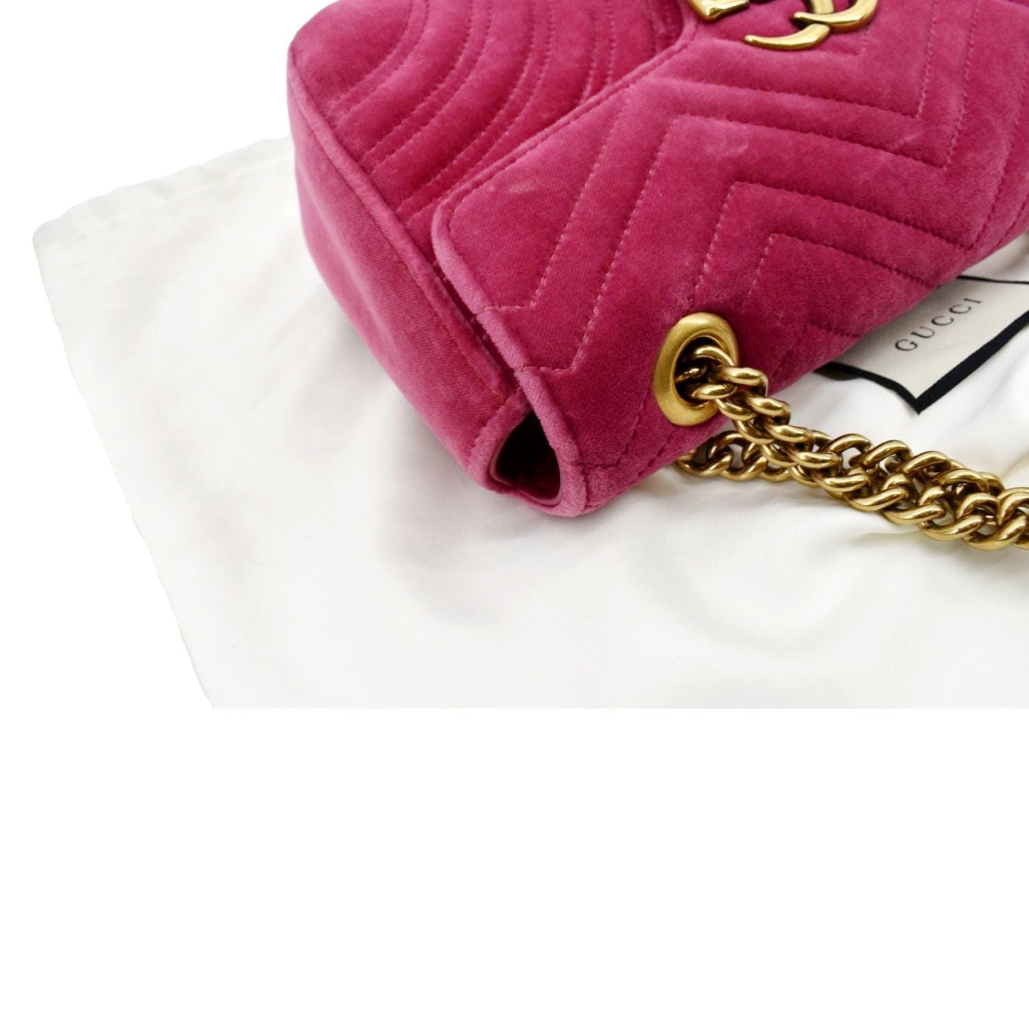 Gucci GG Marmont Velvet Small Crossbody Bag in Pink