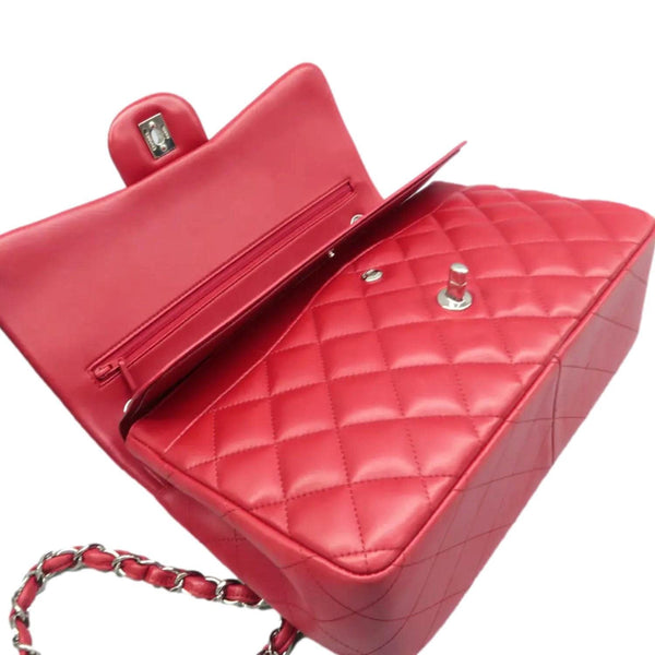 CHANEL Jumbo Classic Double Flap Quilted Leather Shoulder Bag Red