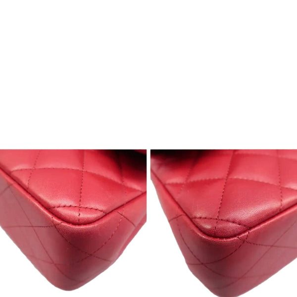 CHANEL Jumbo Classic Double Flap Quilted Leather Shoulder Bag Red