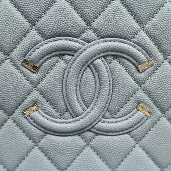 CHANEL Vanity Case Filigree CC Medium Caviar Quilted Shoulder Bag Grey