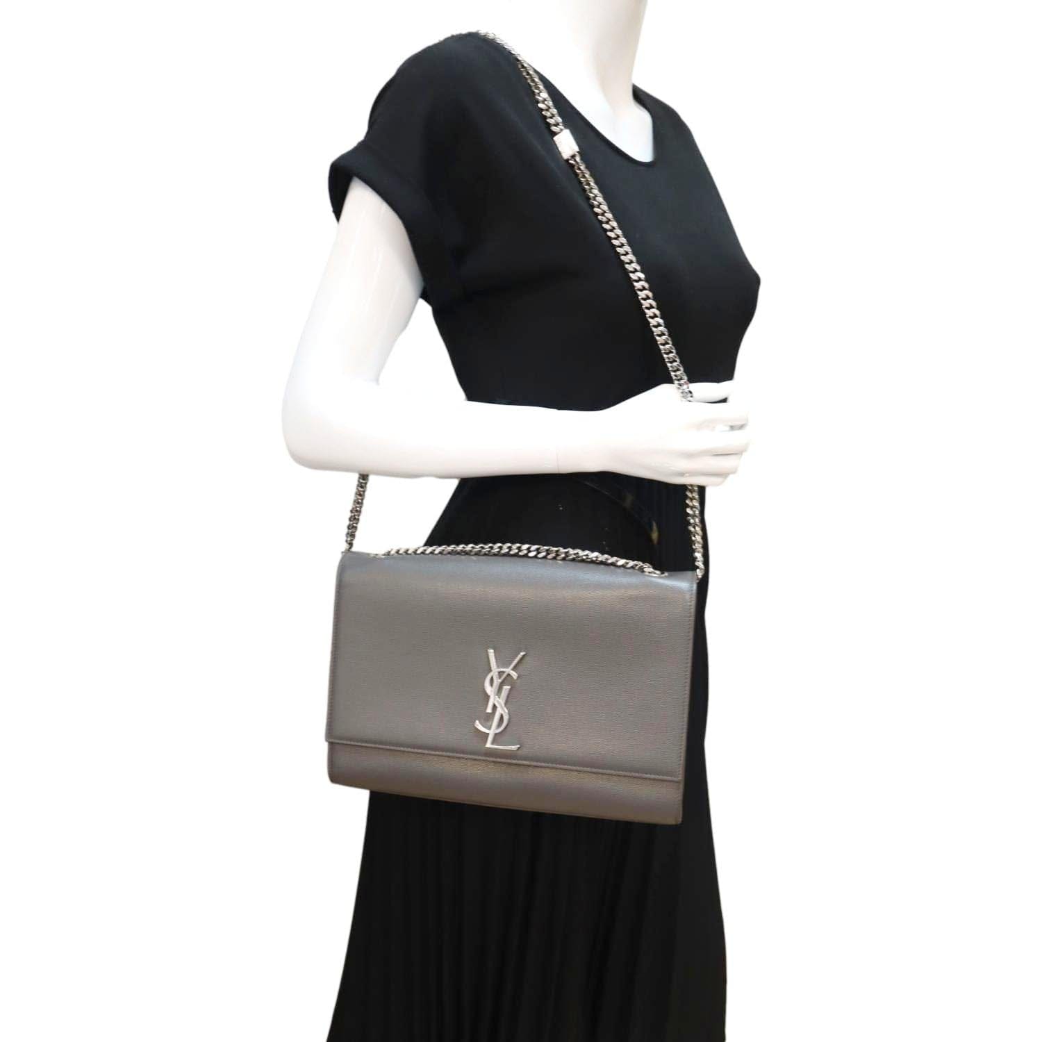 Saint Laurent Medium Kate Pebbled Calfskin Shoulder Bag