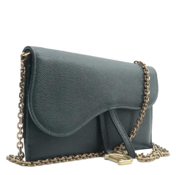 Dior long saddle wallet with chain