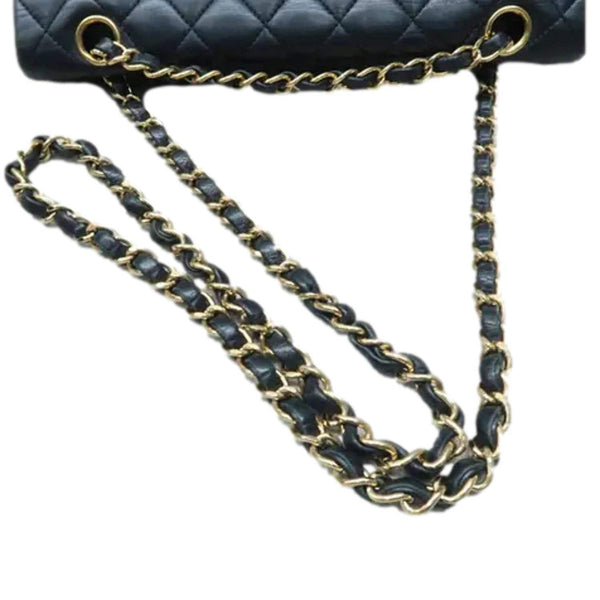 CHANEL Classic Medium Double Flap Quilted Leather Shoulder Bag Black