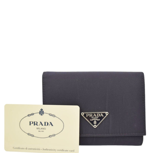 PRADA Tessuto Nylon Tri Fold Wallet Blue