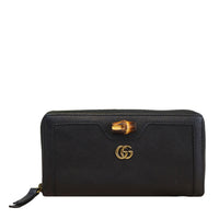 GUCCI Diana Continental Leather Wallet Black 658634