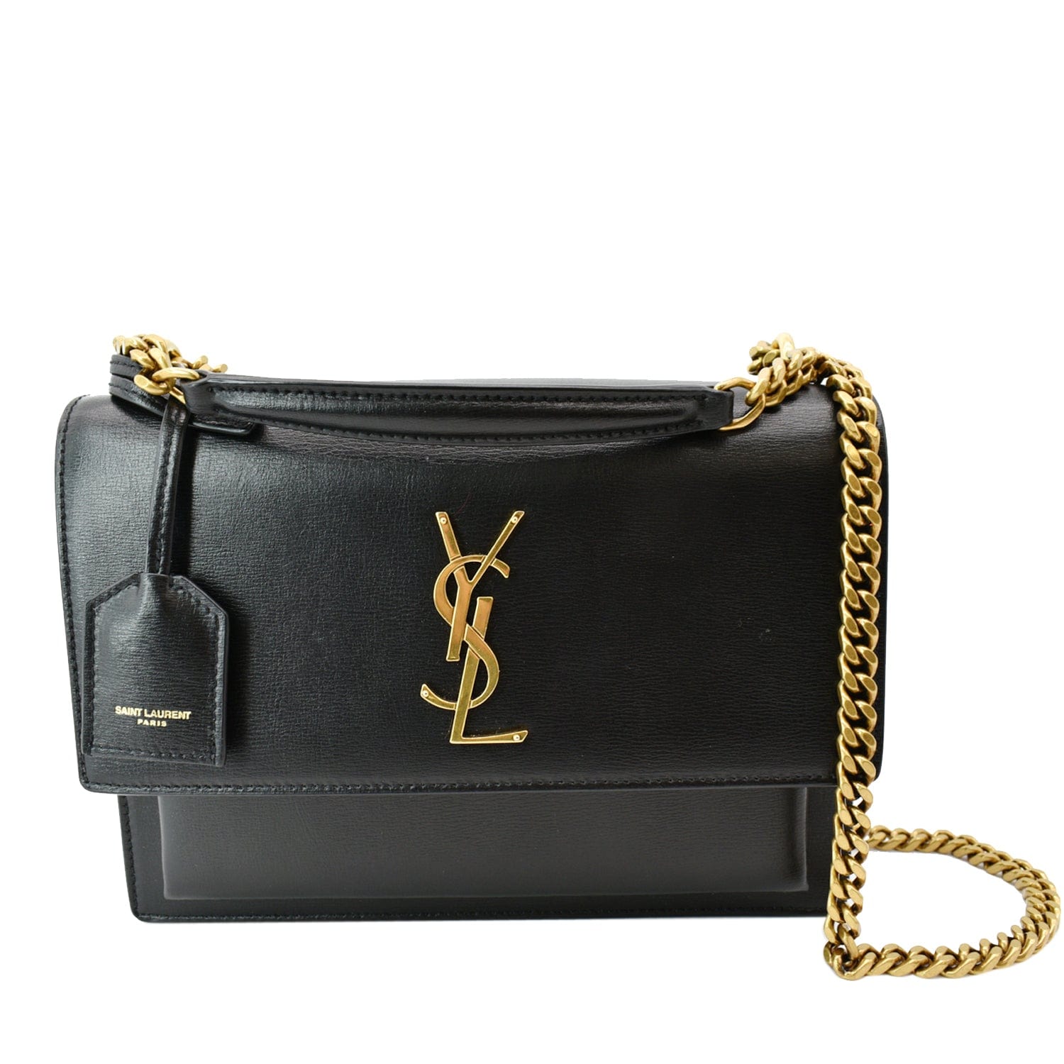 Saint Laurent Sunset Monogram Medium Leather Shoulder Bag Black