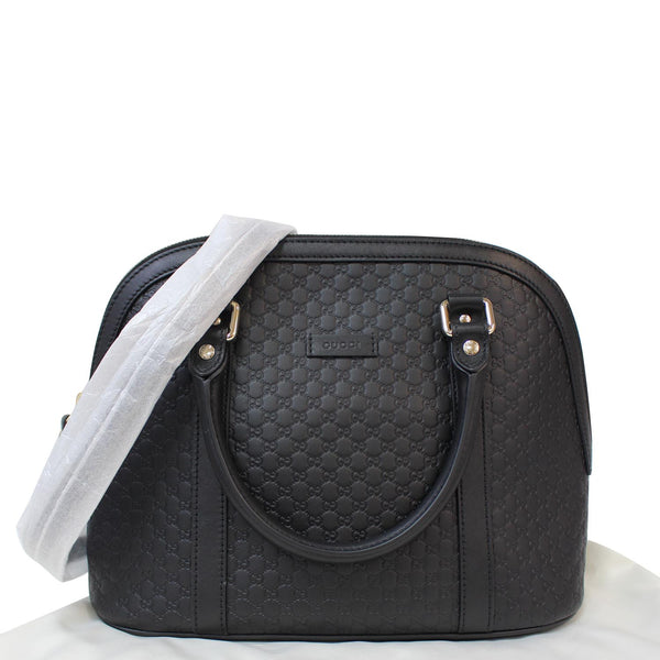 GUCCI Dome Medium Microguccissima Leather Shoulder Bag Black 449663