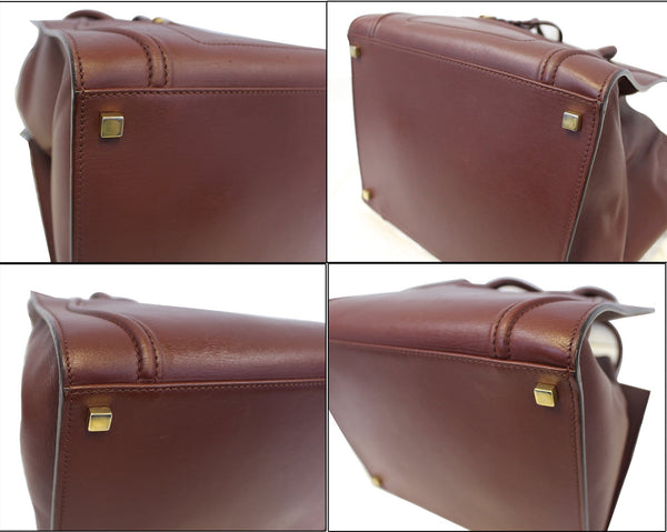 CELINE Burgundy Leather Medium Phantom Luggage Tote Bag