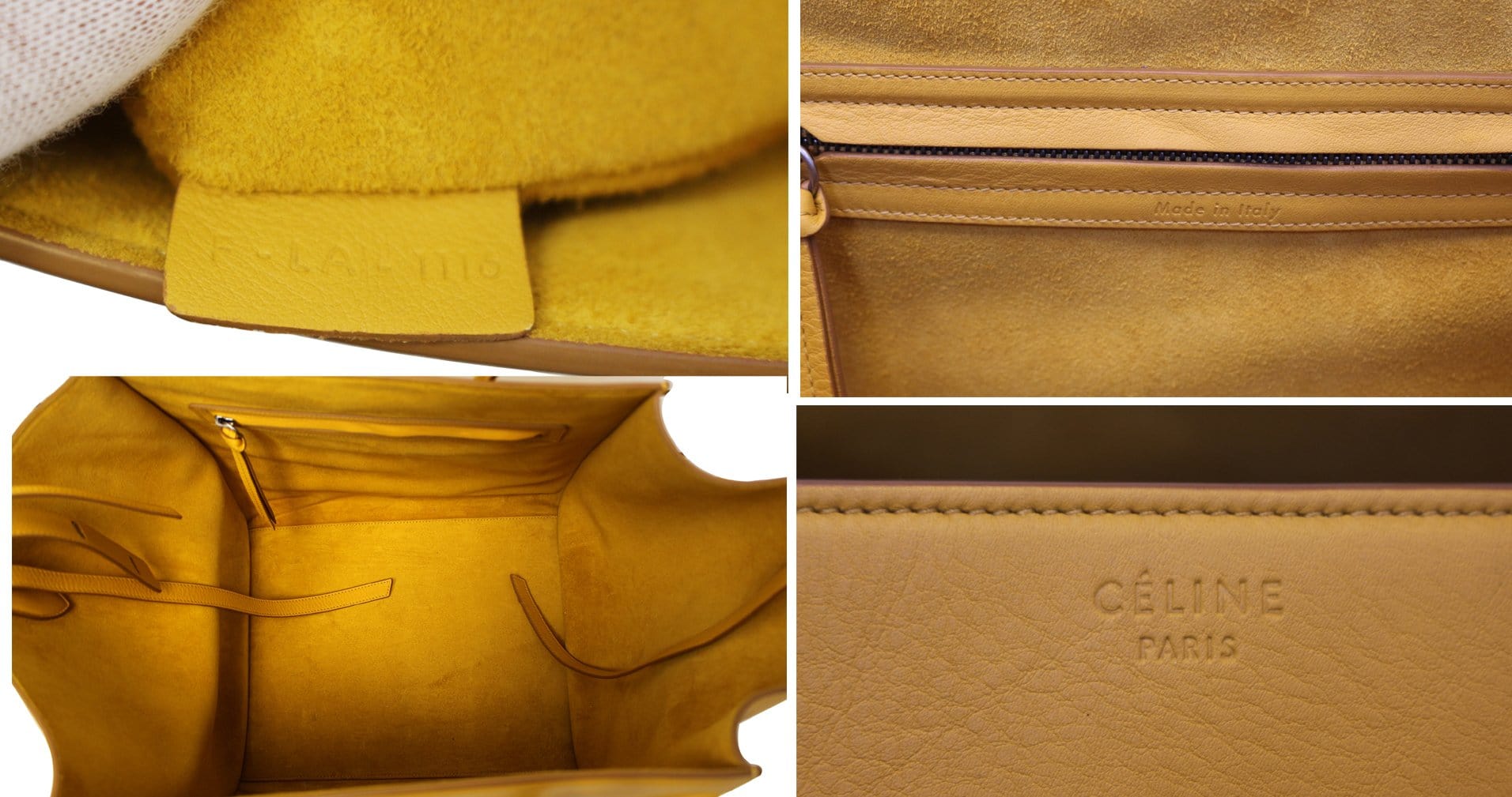 Double Handle Belt Tote in Yellow Leather