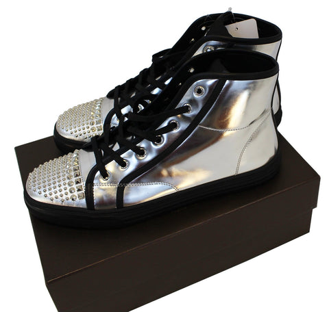 GUCCI Womens Metallic Leather High Top Studs Sneakers Size 41 G US 11.5 370875