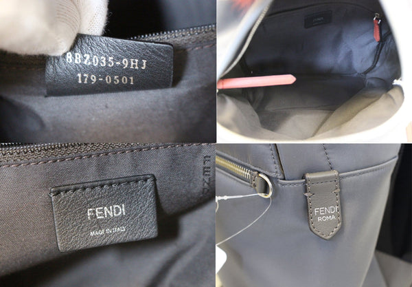 Fendi Grey Monster Eye Backpack With Fur Red/Black 