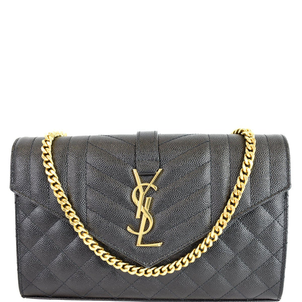 YVES SAINT LAURENT Envelope Small Leather Shoulder Bag Black