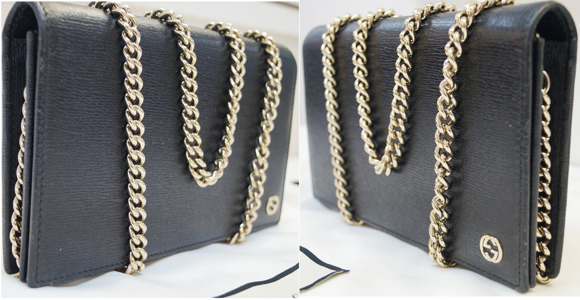 GUCCI Chain Black Crossbody Clutch Bag 354697