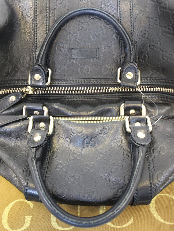 GUCCI GG Guccissima Leather Black Boston Bag 203696