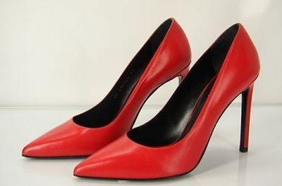 Saint Laurent Classic Paris 105 Leather Pointed Toe Size 38 Nib Red Pumps - Final Call