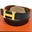 Authentic Hermes Constance H Buckle Belt Black Brown Leather #70 TT112 - Dallas Designer Handbags