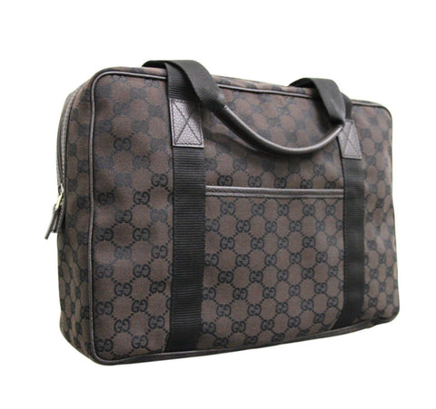 $895 NWT Gucci 282529 Unisex Brown Canvas Shoulder Laptop Bag Tote Handbag - Dallas Designer Handbags