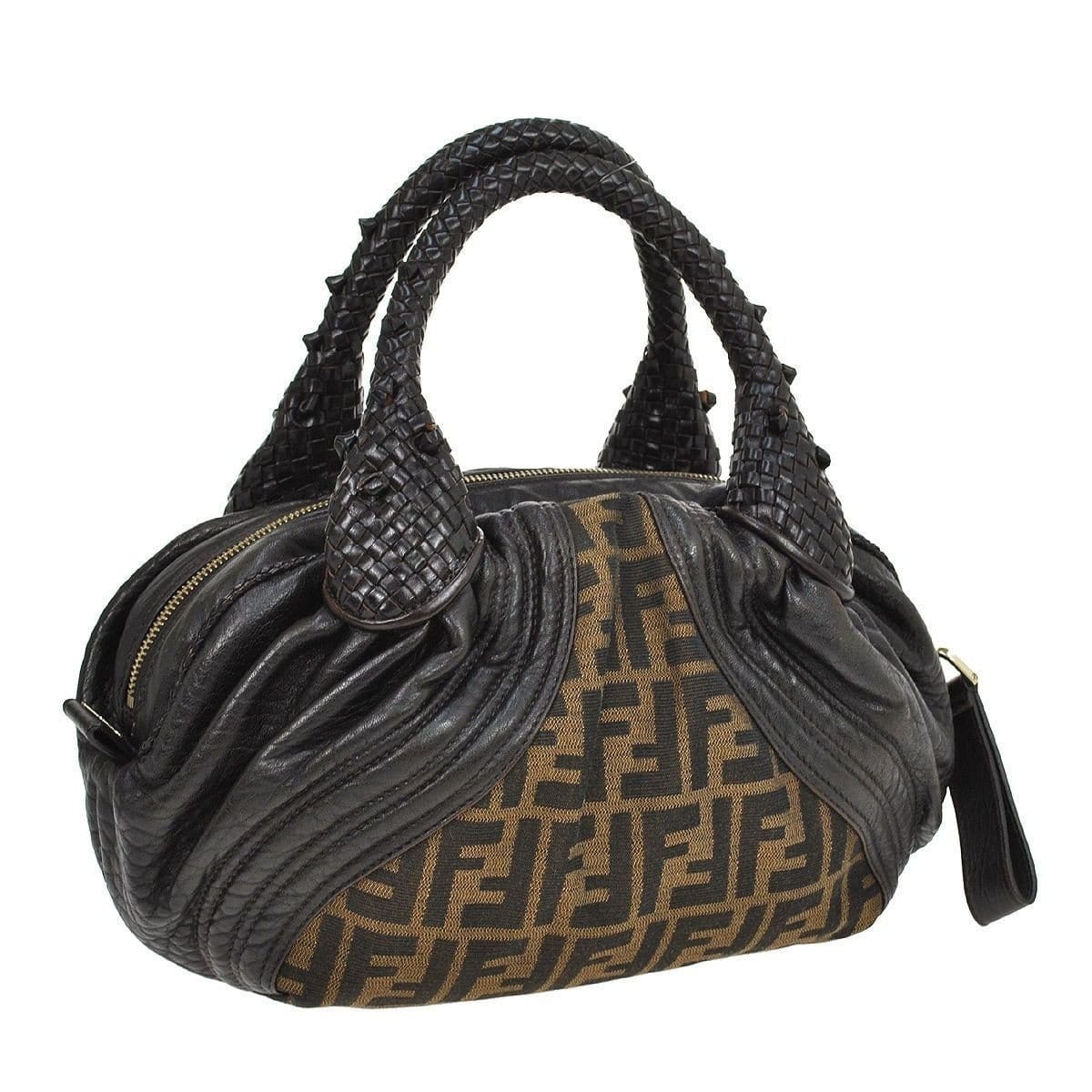 FENDI Tote Bag 8BR623-CV5 108-2516 Unzipped Zucca pattern leather blac –