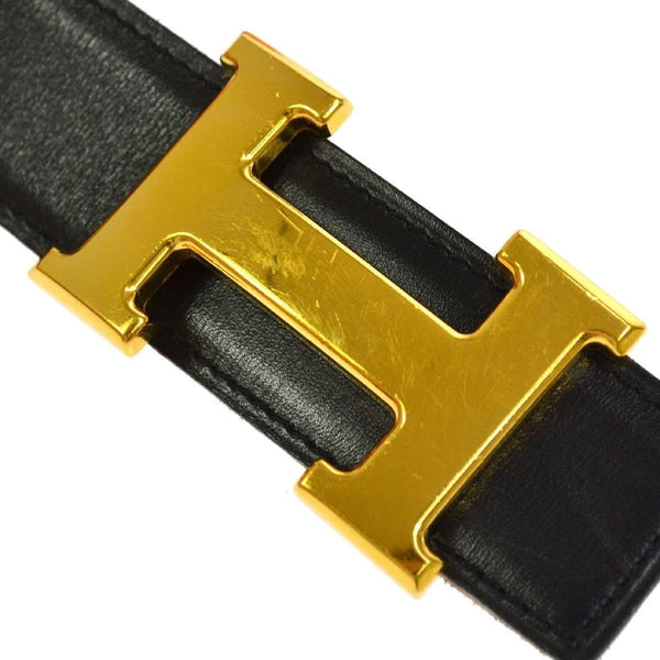 Authentic Hermes Constance H Buckle Belt Black Brown Leather #70 TT112 - Dallas Designer Handbags