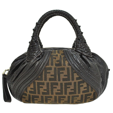 Fendi Zucca Pattern Handbag Nylon Leather