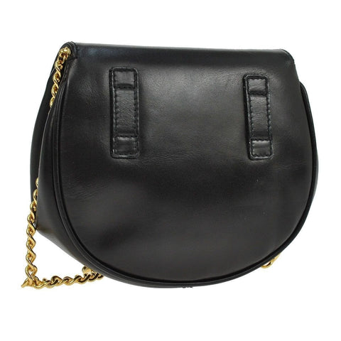 Salvatore Ferragamo Gancini Chain Black Gold Shoulder Bag