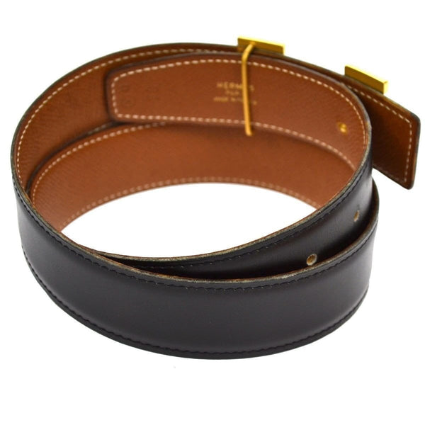 Authentic Hermes Constance H Buckle Belt Black Brown Leather #70 TT112 - Dallas Designer Handbags