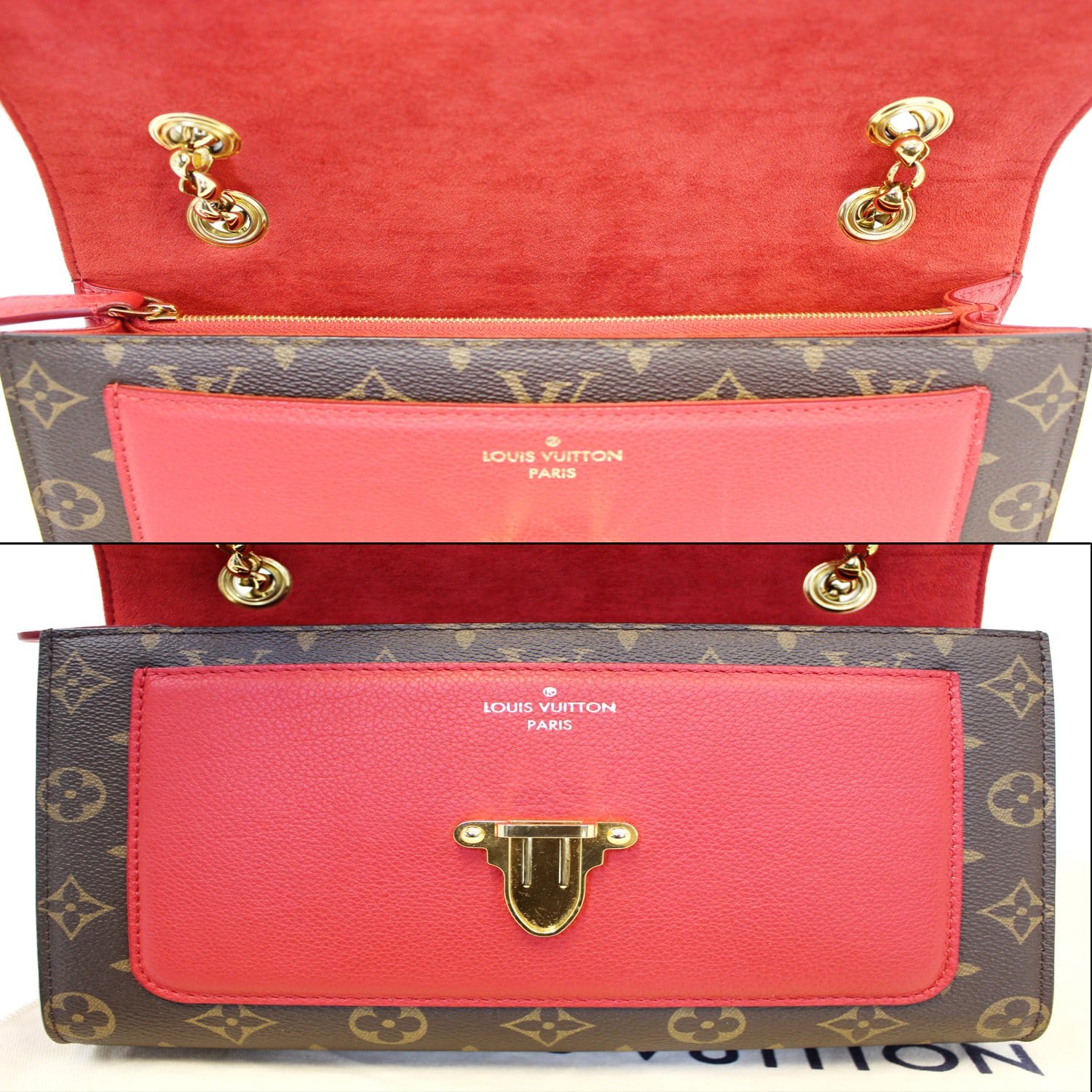 Louis Vuitton Red Monogram Canvas and Burgundy Calfskin Leather Mini L in  2023