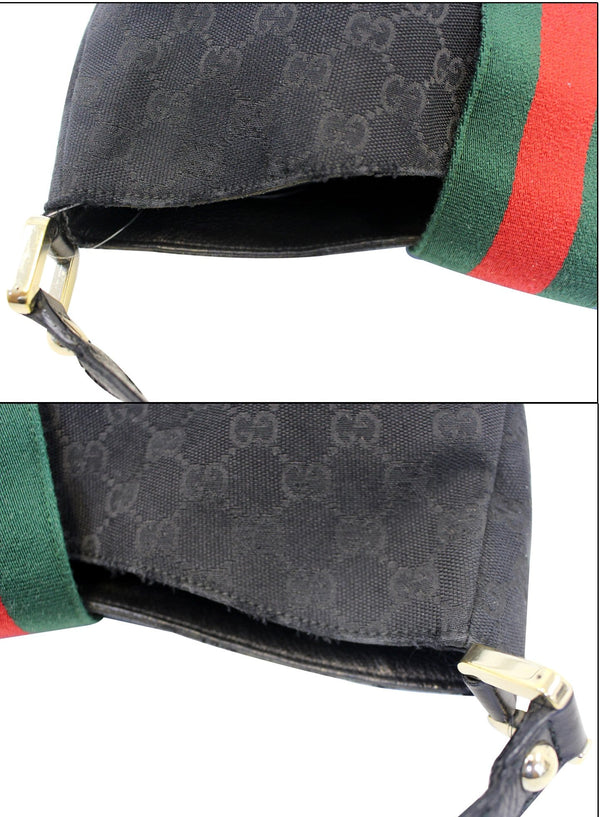 GUCCI Monogram Large Ladies Web Hobo Black 211933