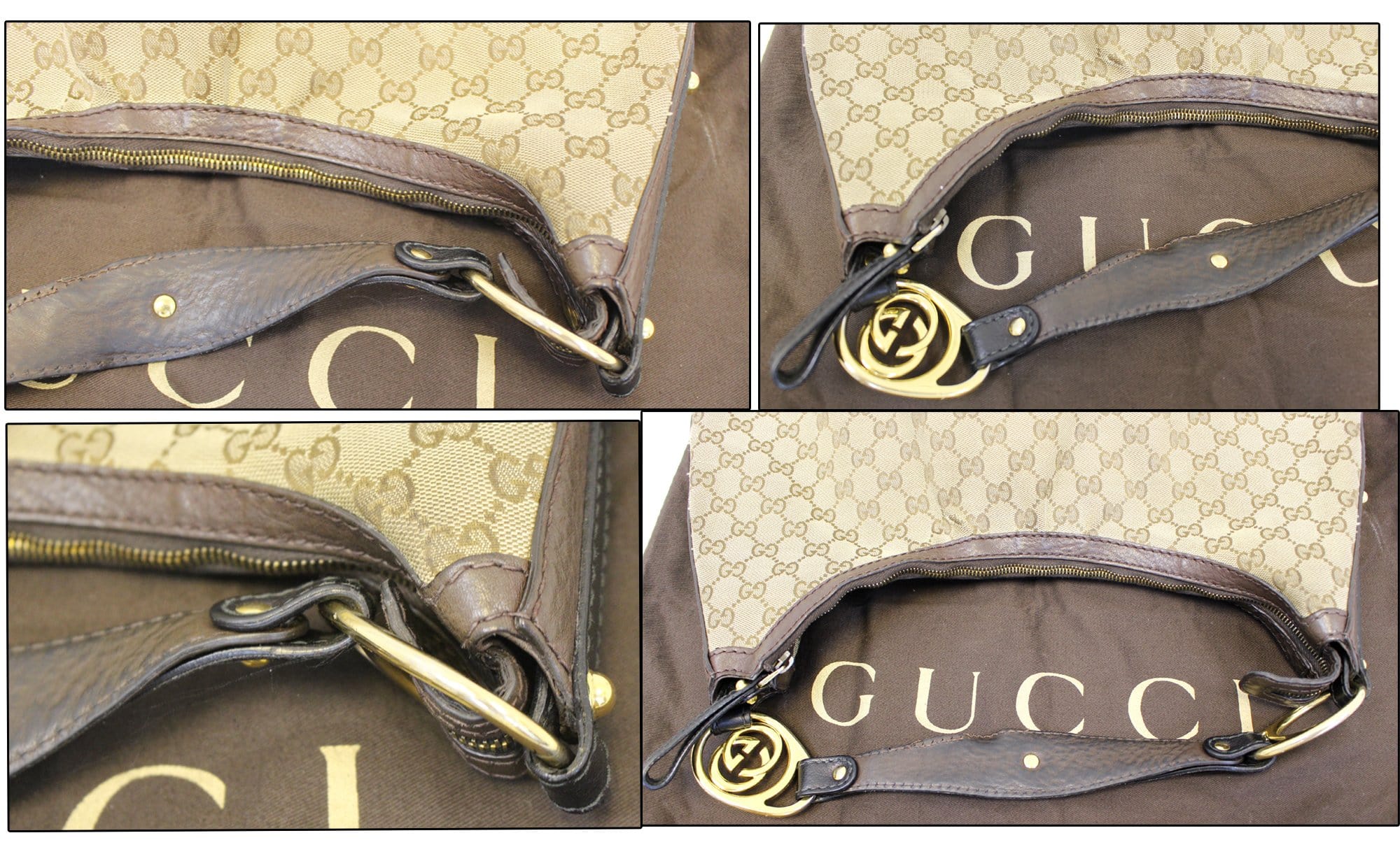 Gucci Messenger Bag With Interlocking G In Beige And Ebony